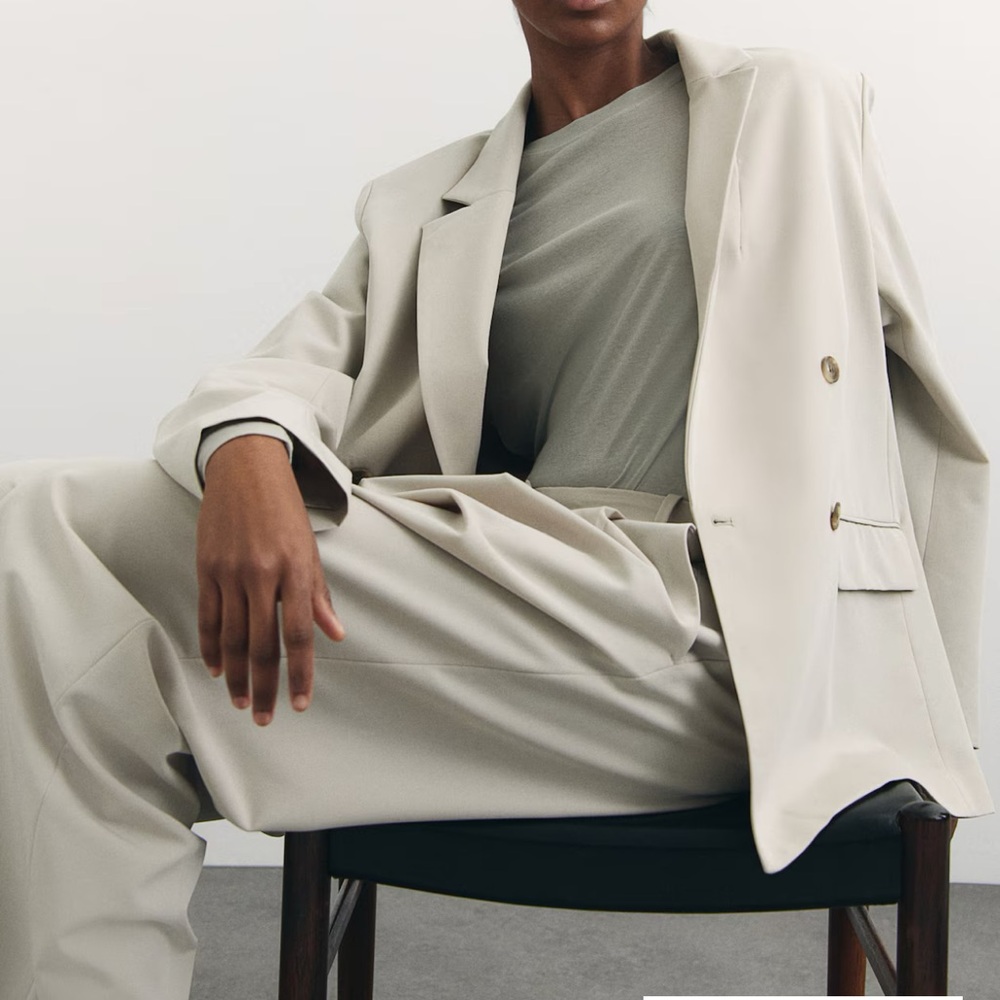 Women's Double-Breasted light beige Blazer - Picture 4 of 8